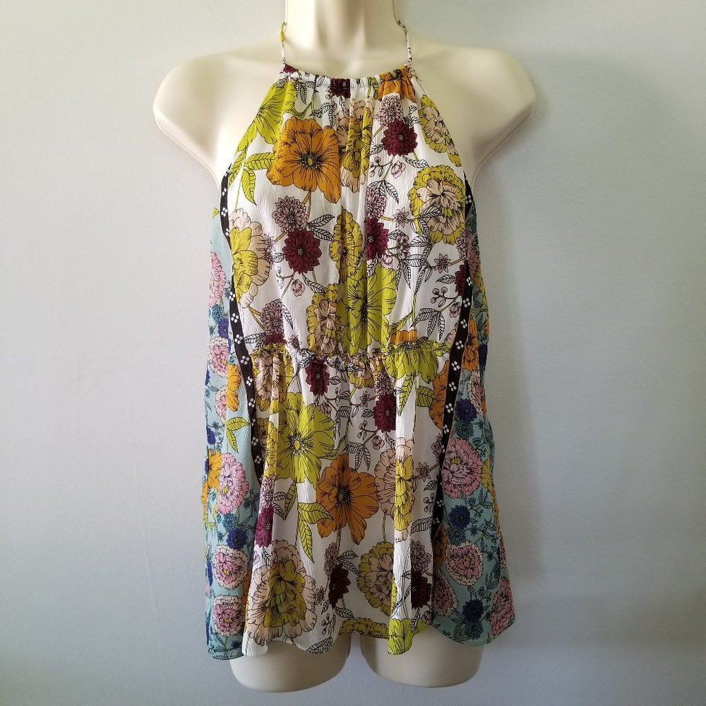 Zara trf Collection Bohemian Floral Rayon Flowy Top Blouse Large